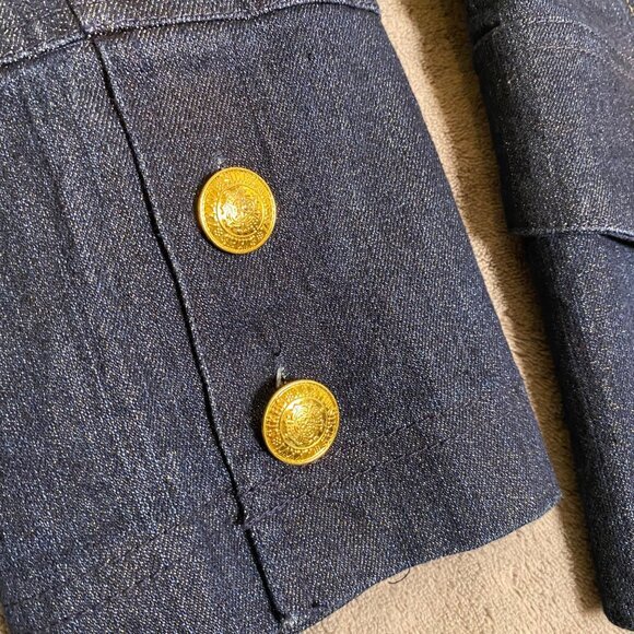 Christine Phillippe Womens Denim Jacket Sz 8 Gold Button Detail Classy Casual - Picture 6 of 11